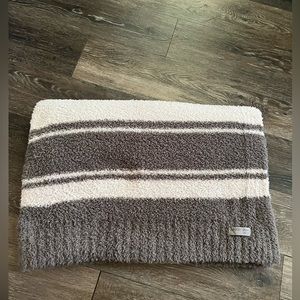 Barefoot dreams cozychic blanket grey and white striped